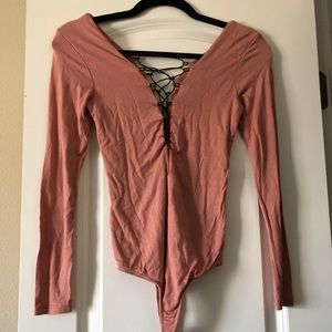 criss cross long sleeve bodysuit